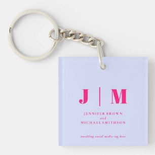 Minimalistisches Lila Rosa Einfaches Monogramm Schlüsselanhänger