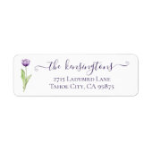 Minimalistisches Lila Single Tulip Wedding Label (Vorne)