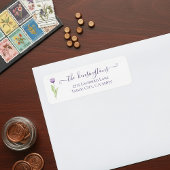 Minimalistisches Lila Single Tulip Wedding Label