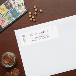 Minimalistisches Lila Single Tulip Wedding Label