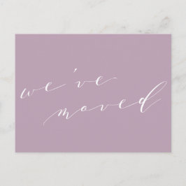 Minimalistisches Lilac-Skript Wir bewegten neue Zu Postkarte