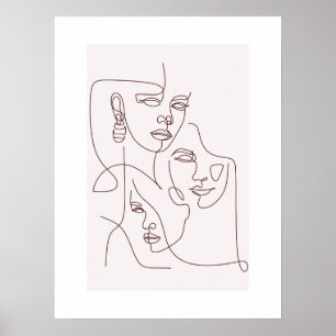 Minimalistisches Line-Art-Gesichterposter Abstra Poster