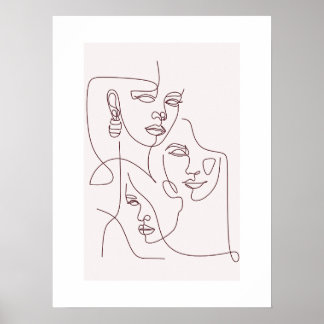 Minimalistisches Line-Art-Gesichterposter | Abstra Poster
