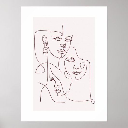 Minimalistisches Line-Art-Gesichterposter | Abstra Poster (Vorne)