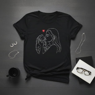 Minimalistisches Line-Art-Katze-Mama-T-Shirt für F T-Shirt
