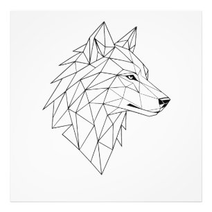 Minimalistisches Line-Art-Wolf-Gesicht-Grafik-T-Sh Fotodruck