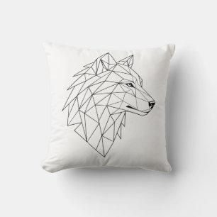 Minimalistisches Line-Art-Wolf-Gesicht-Grafik-T-Sh Kissen