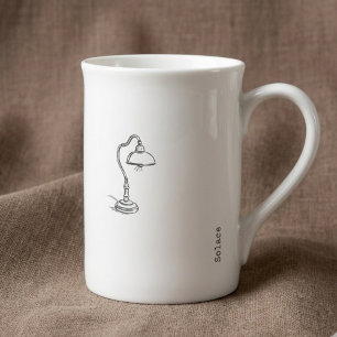 Minimalistisches Linienkunst-Geschenk für Introver Porzellantasse