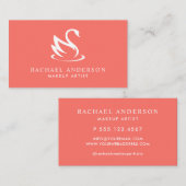 Minimalistisches Living Coral Swan Logo Visitenkarte (Vorne/Hinten)