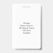 Minimalistisches Logo Foto ID Card Firmenmitarbeit Ausweis (Rückseite)