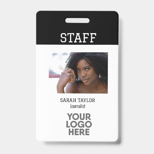 Minimalistisches Logo Foto ID Card Firmenmitarbeit Ausweis (Vorderseite)