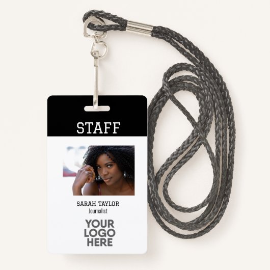 Minimalistisches Logo Foto ID Card Firmenmitarbeit Ausweis (Vorderseite mit Schlüsselband)