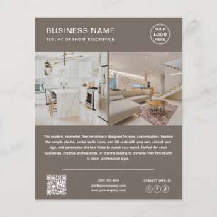 Minimalistisches Logo-Foto-QR-Code-Taupe-Geschäfts Flyer