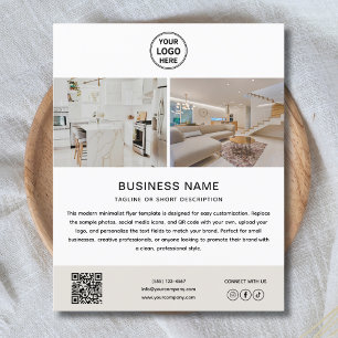 Minimalistisches Logo-Foto-QR-Geschäftsflyer Flyer