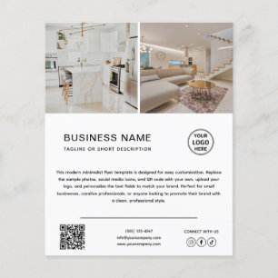 Minimalistisches Logo-Foto-Weißes Geschäftsflyer Flyer
