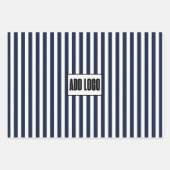 Minimalistisches Logo für blaue Streifen Geschenkpapier Set (Vorderseite)