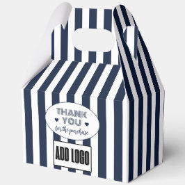 Minimalistisches Logo für blaue Streifen Geschenkschachtel