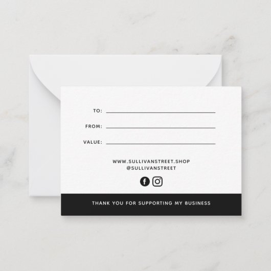 Minimalistisches Logo-Geschenkgutachten hinzufügen Mitteilungskarte (Rückseite)