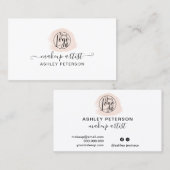 Minimalistisches Logo-Make-up mit rosa Pinselstric Visitenkarte (Vorne/Hinten)