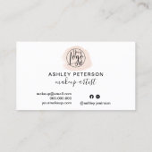 Minimalistisches Logo-Make-up mit rosa Pinselstric Visitenkarte (Rückseite)