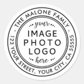 Minimalistisches Logo oder Rücksendeadresse des Fo Runder Aufkleber (Vorderseite)