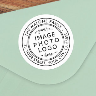 Minimalistisches Logo oder Rücksendeadresse des Fo Runder Aufkleber