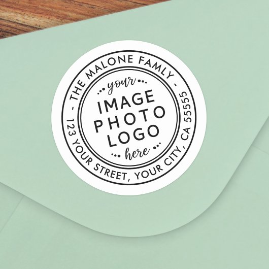 Minimalistisches Logo oder Rücksendeadresse des Fo Runder Aufkleber