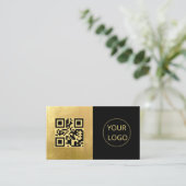 Minimalistisches Logo QR Code Gold Foil Visitenkar Visitenkarte (Stehend Vorderseite)