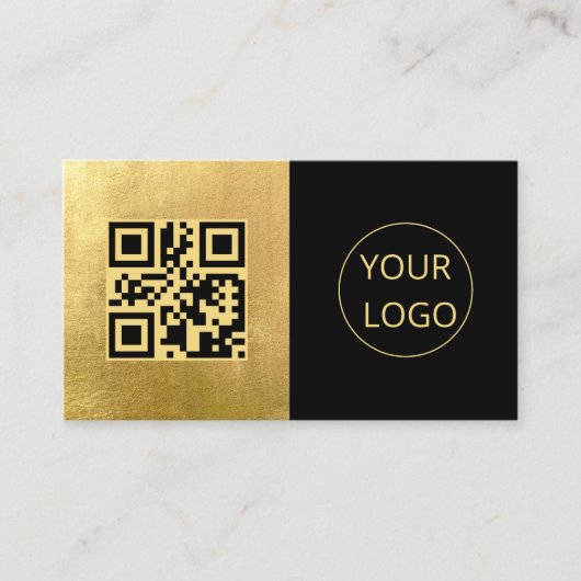 Minimalistisches Logo QR Code Gold Foil Visitenkar Visitenkarte (Vorderseite)