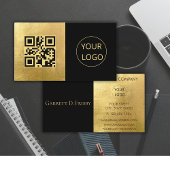 Minimalistisches Logo QR Code Gold Foil Visitenkar Visitenkarte