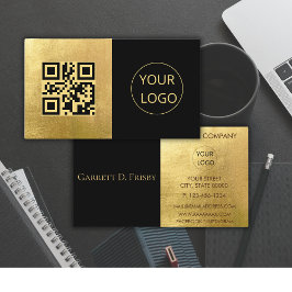 Minimalistisches Logo QR Code Gold Foil Visitenkar Visitenkarte