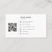 Minimalistisches Logo QR Code Social Media Icons C Visitenkarte (Rückseite)