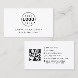 Minimalistisches Logo QR Code Social Media Icons Visitenkarte