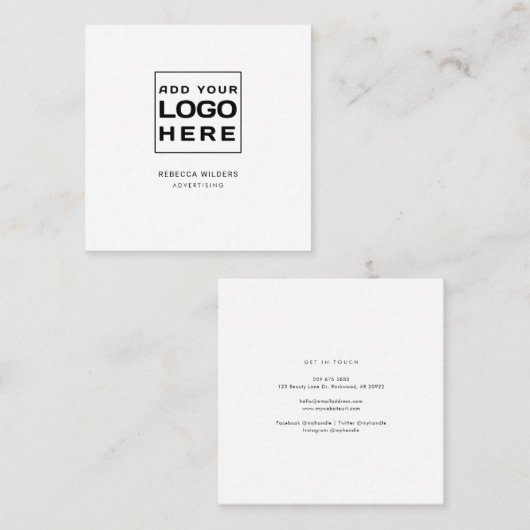 Minimalistisches Logo Quadratische Visitenkarte (Vorne/Hinten)