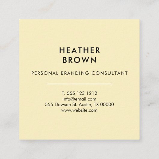 Minimalistisches Logo Quadratische Visitenkarte (Rückseite)