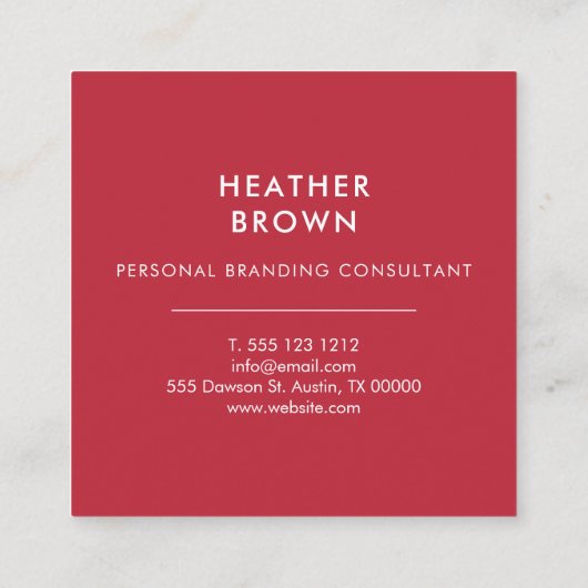 Minimalistisches Logo Quadratische Visitenkarte (Rückseite)