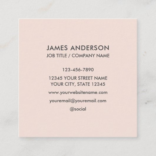 Minimalistisches Logo Rosa Quadratische Visitenkarte (Rückseite)