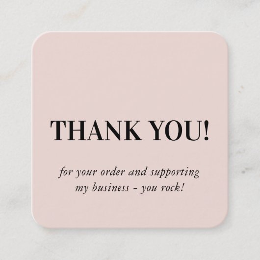 MINIMALISTISCHES LOGO schlichtes Rosa Danke Quadratische Visitenkarte (Vorderseite)