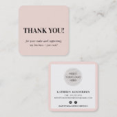 MINIMALISTISCHES LOGO schlichtes Rosa Danke Quadratische Visitenkarte (Vorne/Hinten)