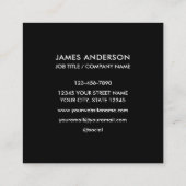 Minimalistisches Logo Schwarz-weiß Quadratische Visitenkarte (Rückseite)