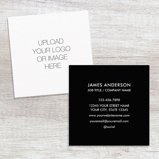 Minimalistisches Logo Schwarz-weiß Quadratische Visitenkarte