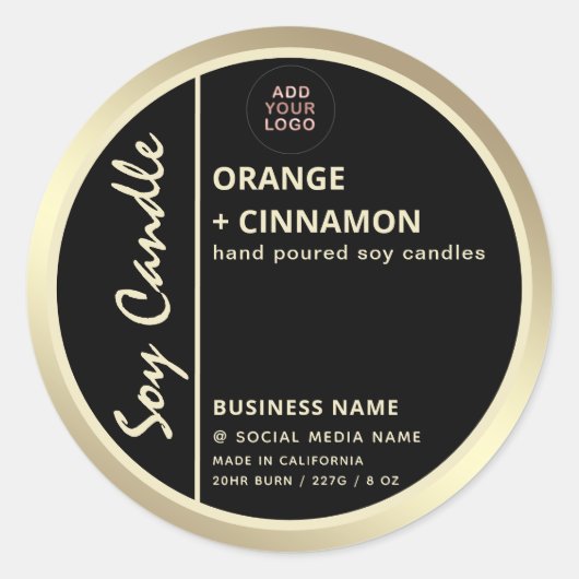 Minimalistisches Logo, schwarze goldene Grenze, So Runder Aufkleber (Vorderseite)