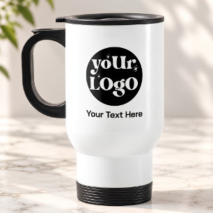 Minimalistisches Logo und Text Geschäft Reisebecher