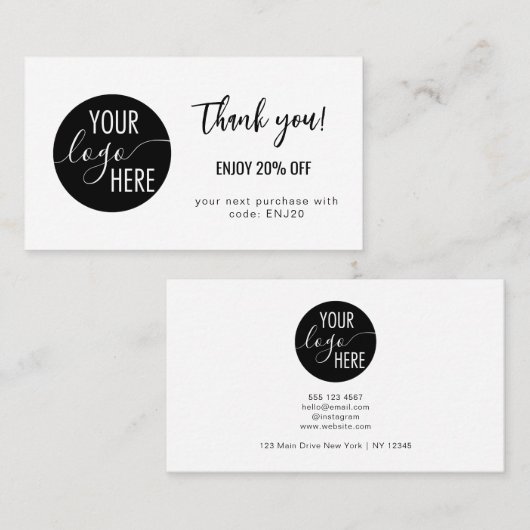 Minimalistisches Logo Vielen Dank, dass Sie eine R Rabattkarte (Vorne/Hinten)