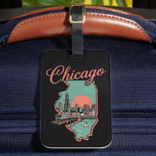 Minimalistisches Logo von Chicago Illinois Gepäckanhänger