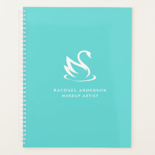 Minimalistisches Logo von White Swan auf Robin Egg Planer