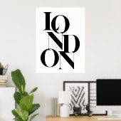Minimalistisches Londoner Schwarz-weißes Poster zu (Heimbüro)