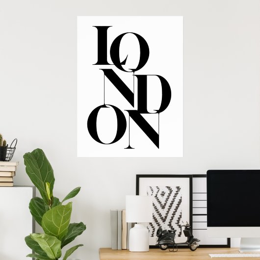 Minimalistisches Londoner Schwarz-weißes Poster zu (Heimbüro)
