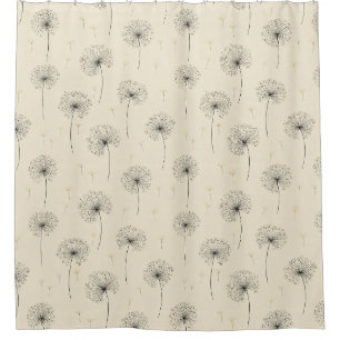 Minimalistisches Löwenzahnsamen-Muster Beige (1) Duschvorhang