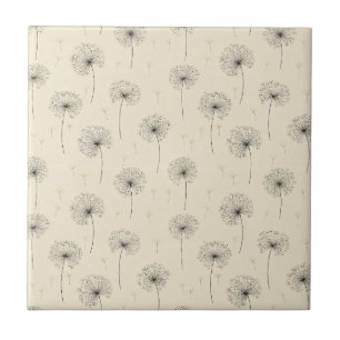Minimalistisches Löwenzahnsamen-Muster Beige (1) Fliese